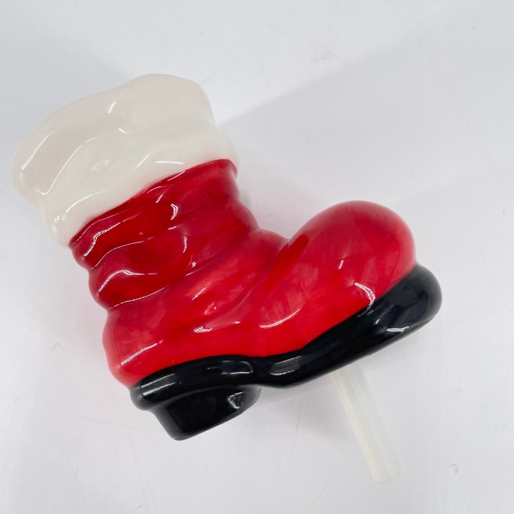 Nora Fleming Santa Boot Mini Christmas Holiday Ceramic Platter Charm Red White